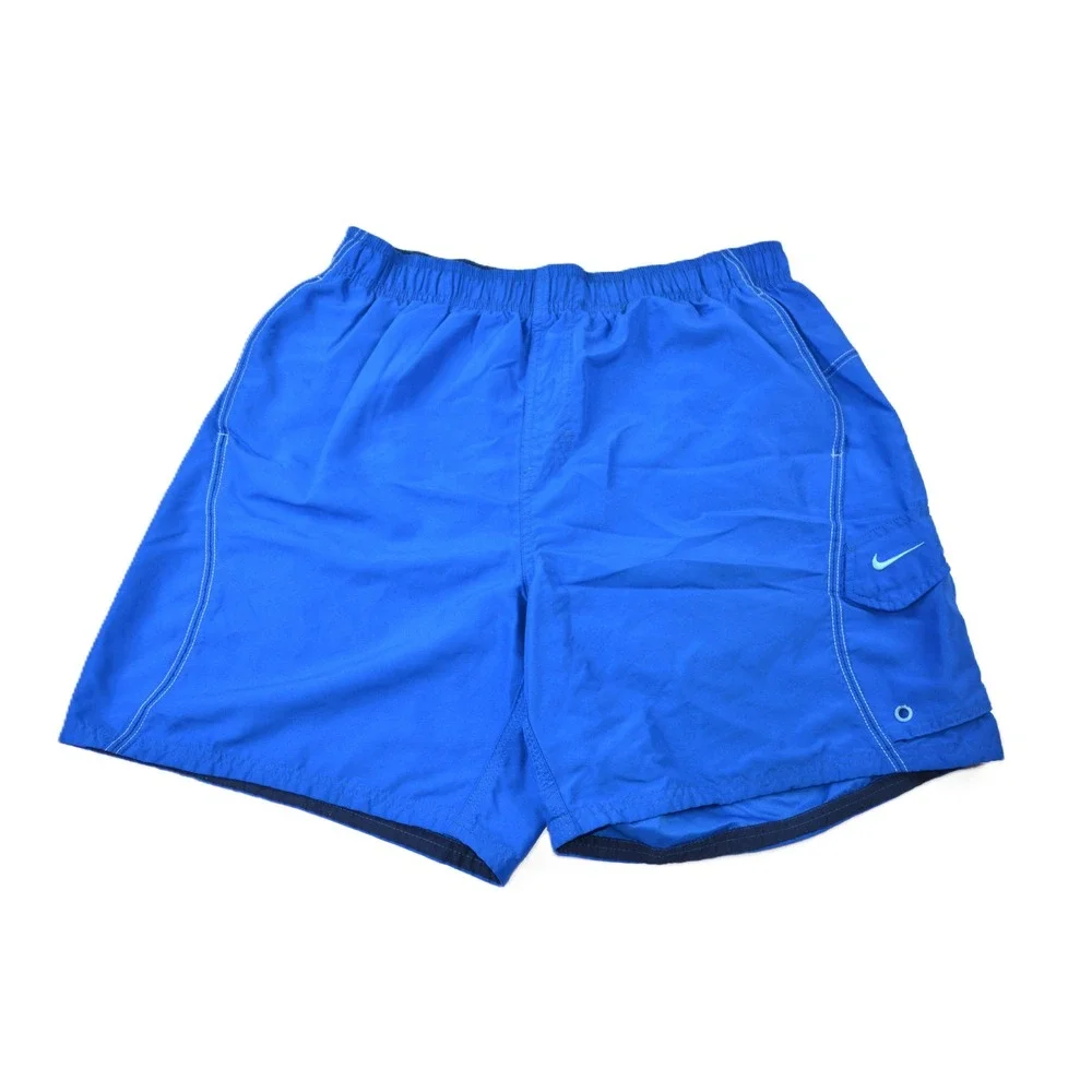 Nike Mens Swim Trunks Blue Cargo Pocket Mesh Lined Board Shorts Size Large